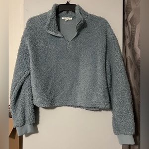 Love Tree Sherpa crop top quarter zip